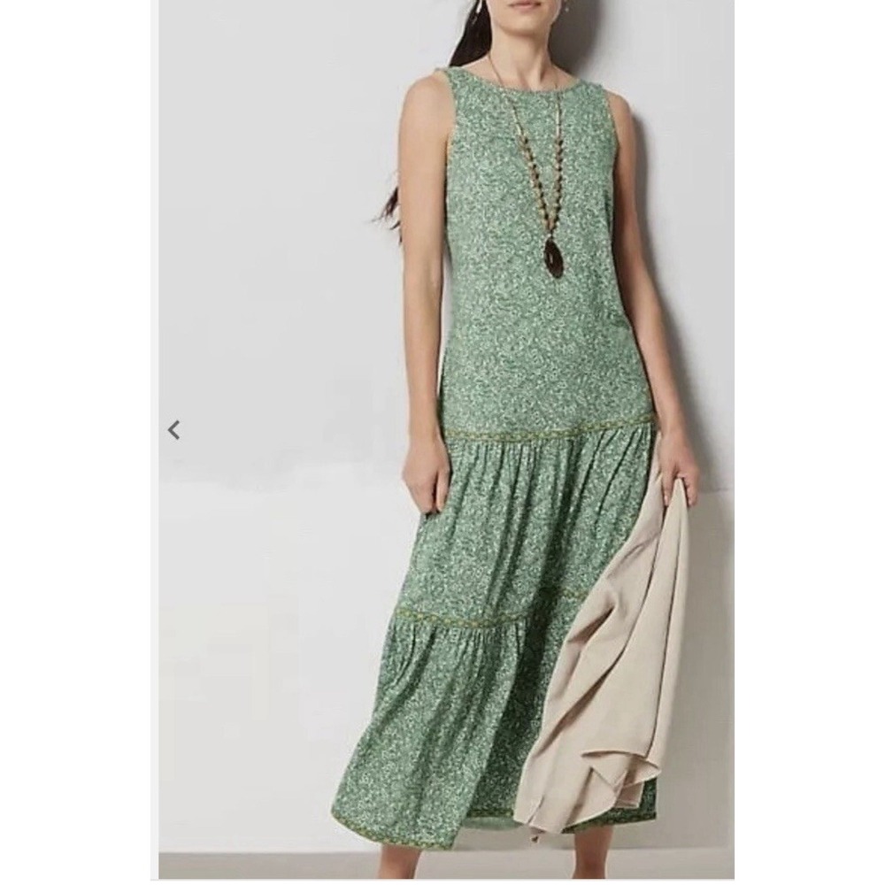 JJill Women's Tiered Mixed-Print Maxi Dress Size XL‎ Boho